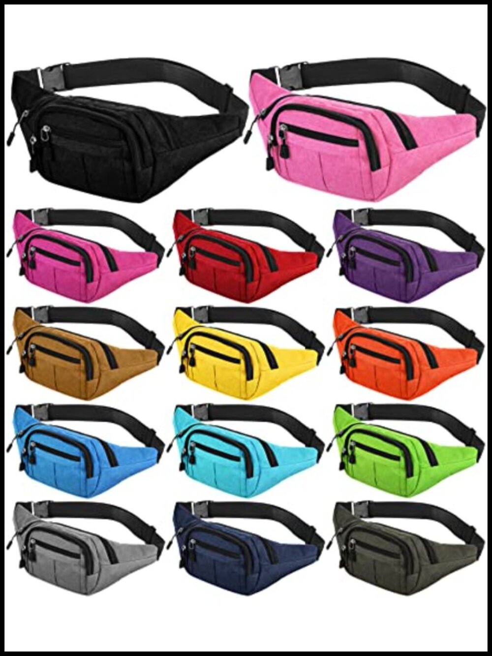 14 Pack Waterproof Oxford Cloth Waist Packs Adjustable Crossbody Fanny Bags